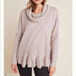 Beige Ruffled Cowl neck sweater. Size XS.